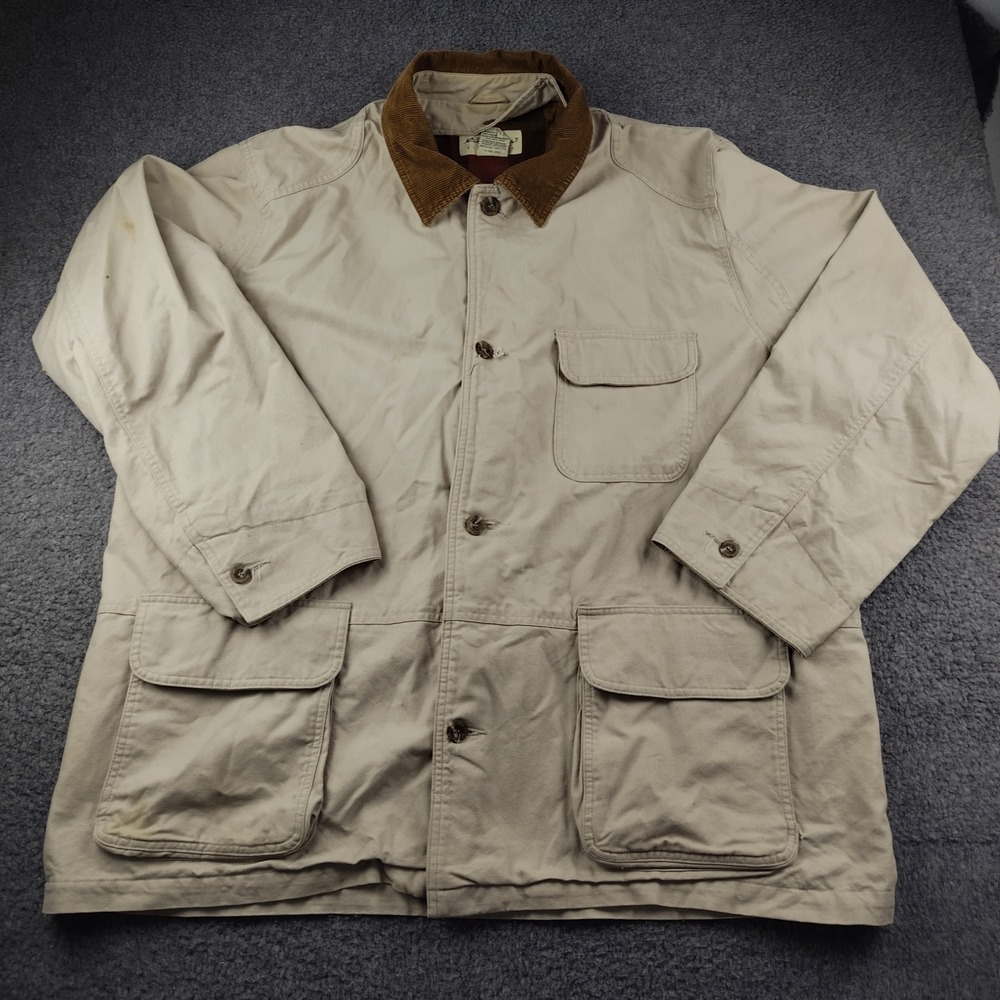 Eddie Bauer Barn Coat Mens XL Canvas Chore Field Jacket Beige 100% Cotton